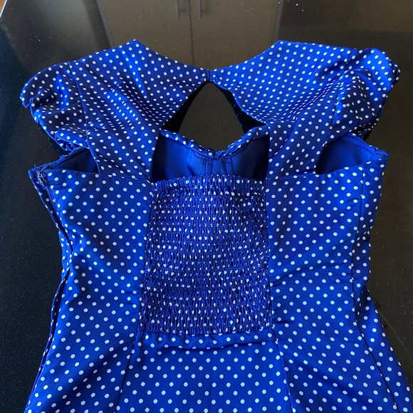 GUESS Mary Stella Polka Dot Blue & White Dress - Picture 5 of 7